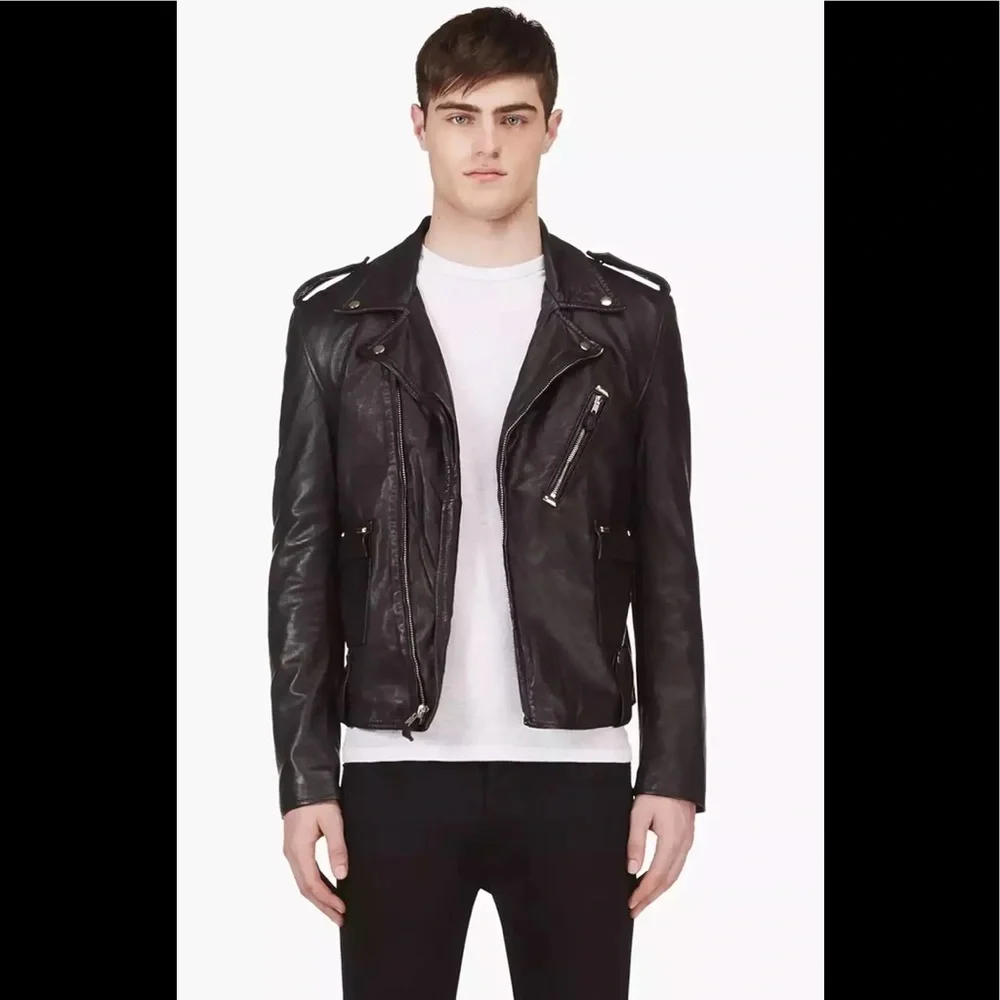 BLK DNM Leather biker Jacket No.65. Size Medium. BNWT - Picture 1 of 15